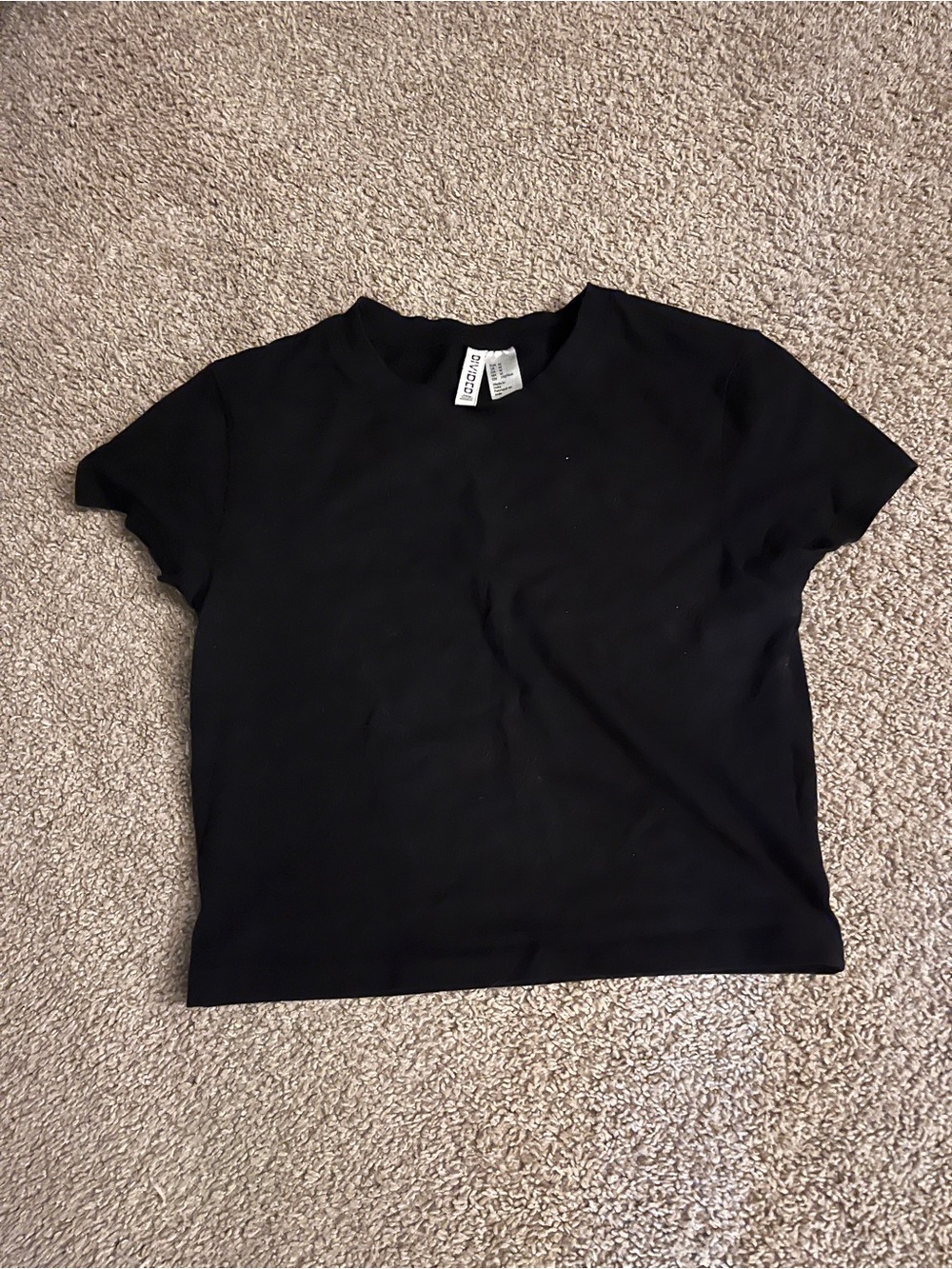 Black Women's Crewneck Cropped Short Sleeve Tee - Divided H&M